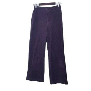 Uniqlo Corduroy Pants Women Size XS Burgundy Maroon Wide Leg